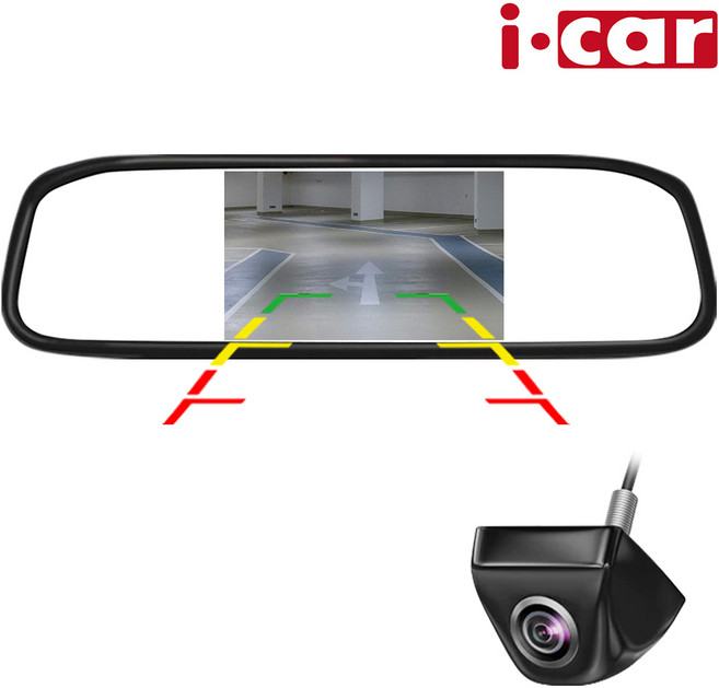 아이카 룸미러모니터 후방카메라 LED 풀세트, 4.3인치 룸미러 후진자동반응 풀세트 블랙