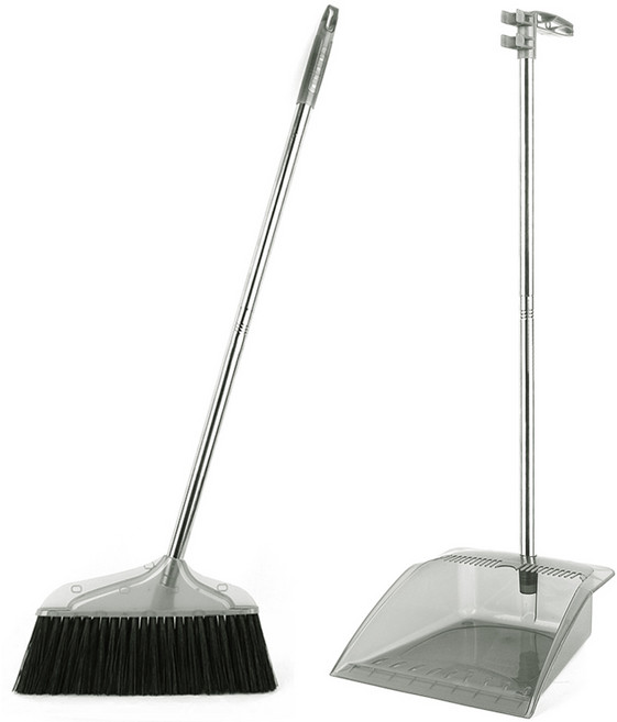 투데이리빙 빗자루 + 쓰레받기 세트 실내 현관 신발장 한손 청소 도구 미용실 사무실 바닥 걸이식 틈새 수납 브러시, 그레이, 1개