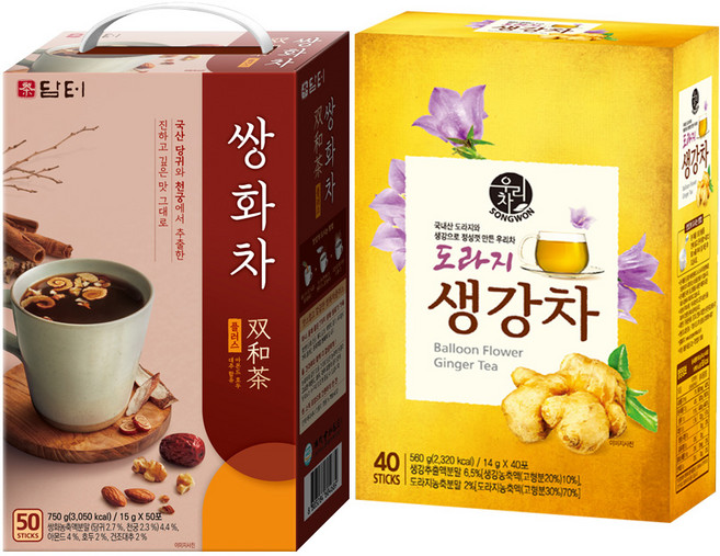 담터 쌍화차 50T +송원 도라지생강차 40T, 1개