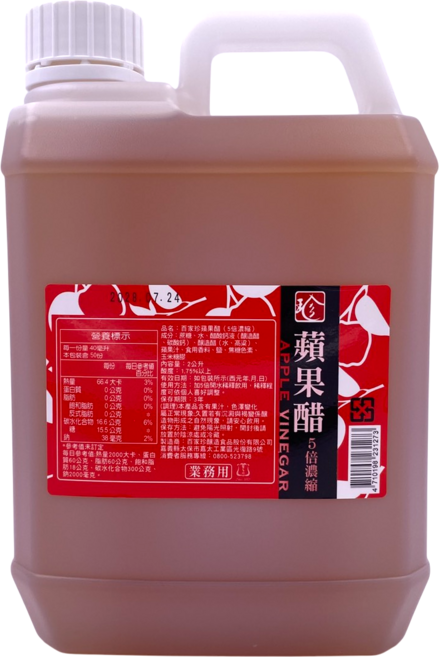 百家珍 蘋果醋, 1個, 2L
