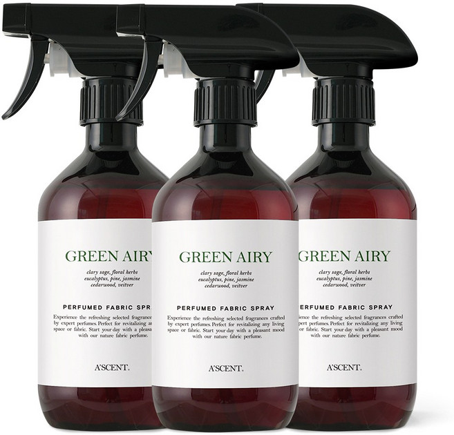 에이센트 섬유탈취제 500ml, 3개, 그린에어리