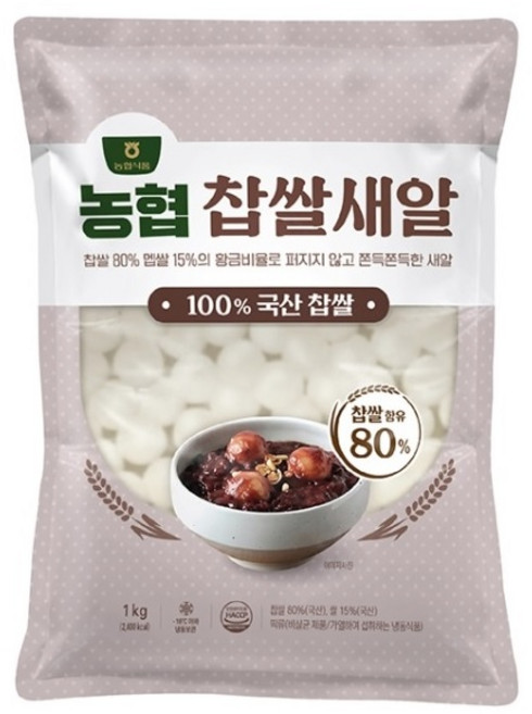 농협 쫄깃쫄깃 찹쌀 새알, 찹쌀새알 1kg 1개, 1kg, 1개
