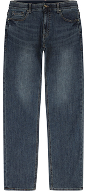 [잠뱅이] 남성 오비안밴드 포켓 절개포인트 자수 캣워싱 타이트 스트레이트 데님 팬츠 다크블루