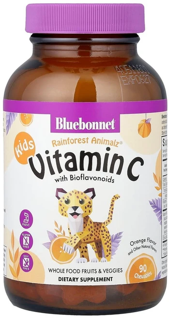 블루보넷뉴트리션 Rainforest Animalz 비타민C오렌지 맛 동물모양 츄어블 90정, 1개 - 쿠팡
