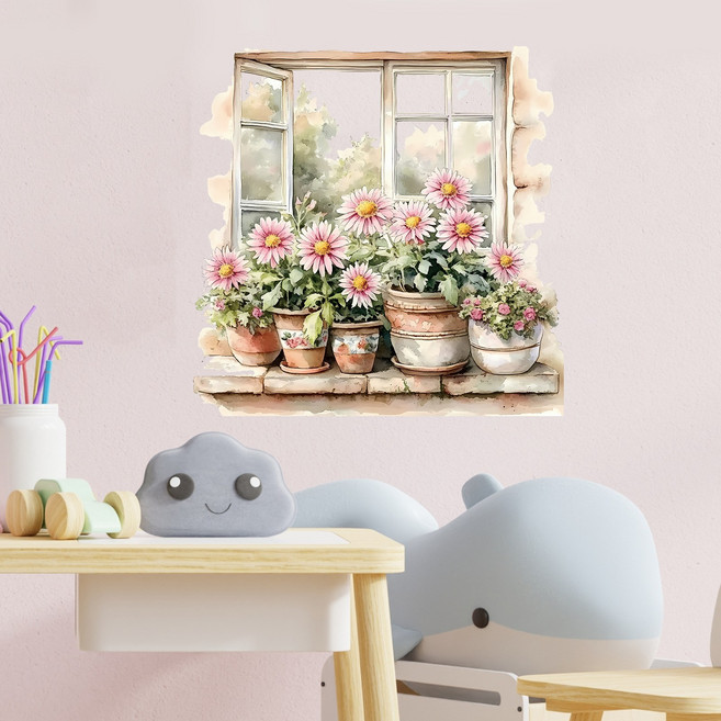 셀렛 인테리어 감성 포인트 스티커, 11. 창문 그리고 꽃과 화분