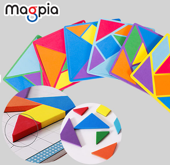 마그피아 자석 칠교놀이 학생용(150x150) MTGM-07-01 자석교구 칠교놀이교구 도형퍼즐, 마그피아 자석칠교, 학생용MTGM-07-01, 1개