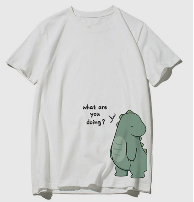 情侶裝小恐龍短袖男女夏季韓版ins寬松學院風可愛學生上衣班服