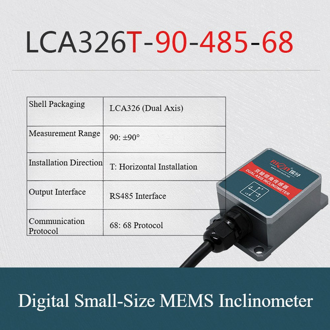 LCA326T 고정밀 경사 센서 레벨 진동 측정기 각도 등급 이축 산업용, LCA326T 90 485 68, 1개