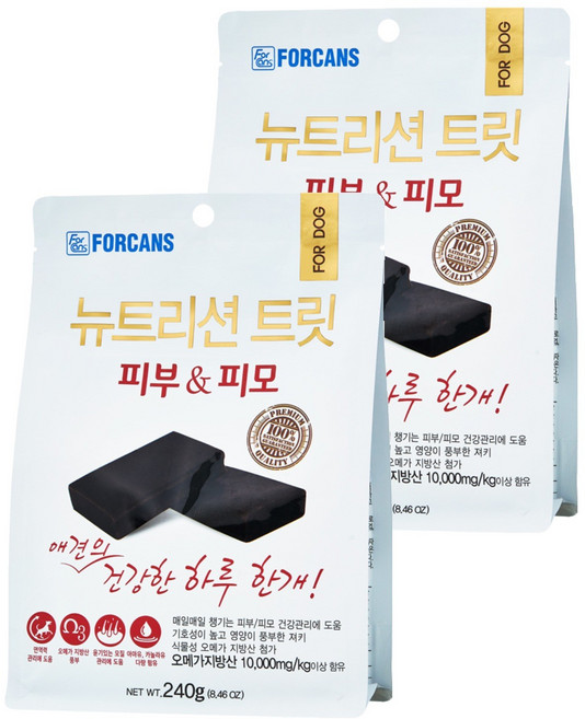 포켄스 강아지 뉴트리션 트릿 영양제, 240g, 피부/피모, 2개