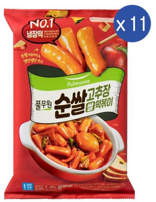풀무원 쌀 순쌀 떡볶이 (2인분), 11개, 480g