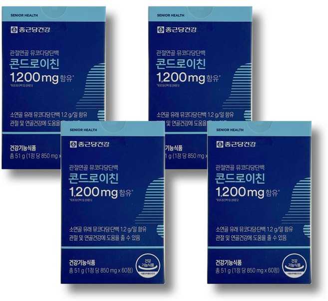 종근당건강 관절연골 뮤코다당단백 콘드로이친, 60정, 51g, 4개