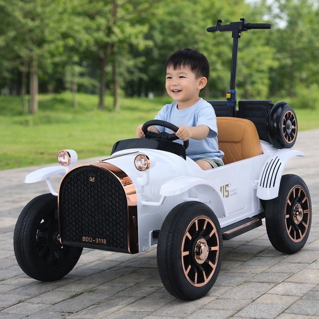 아기 전동차 푸쉬카 부모탑승식 아기돌 돌잔치 선물 유아용 푸시카 유모차, 화이트, 1개