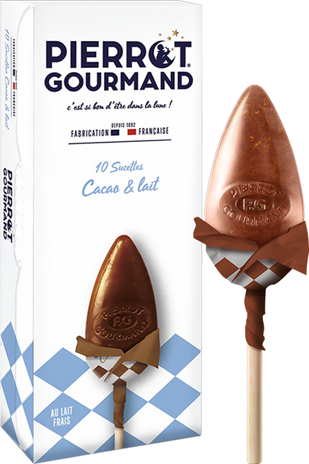 [피에로구르망] 밀크코코아맛 롤리팝 프랑스 명품 사탕 캔디 롤리팝 막대사탕 (피에르구르망), 130g, 1박스