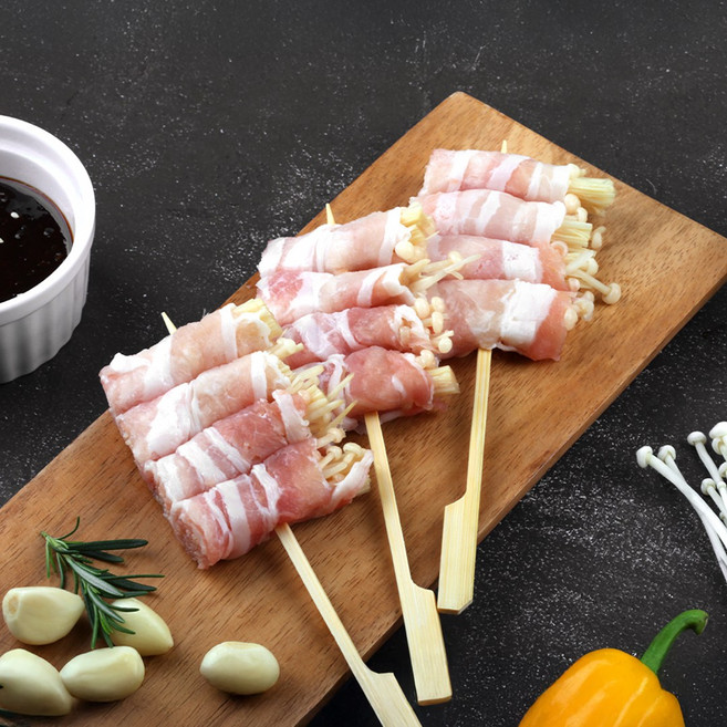 캠핑요리 삼겹살과 버섯의 조화 삼겹팽이말이꼬치-8꼬치+꼬치소스1개, 1개, 300g