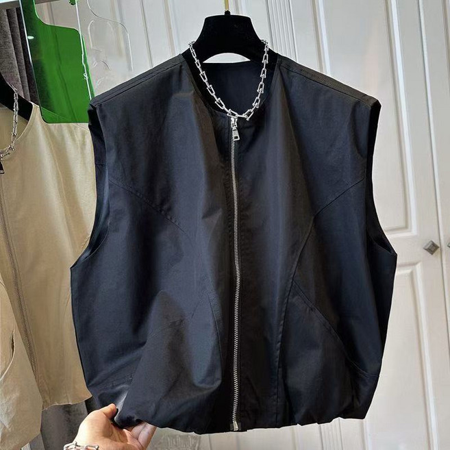 여성 여름 집업 베스트 심플 경량 라운드넥 민소매 조끼 캐주얼 아우터 데일리룩