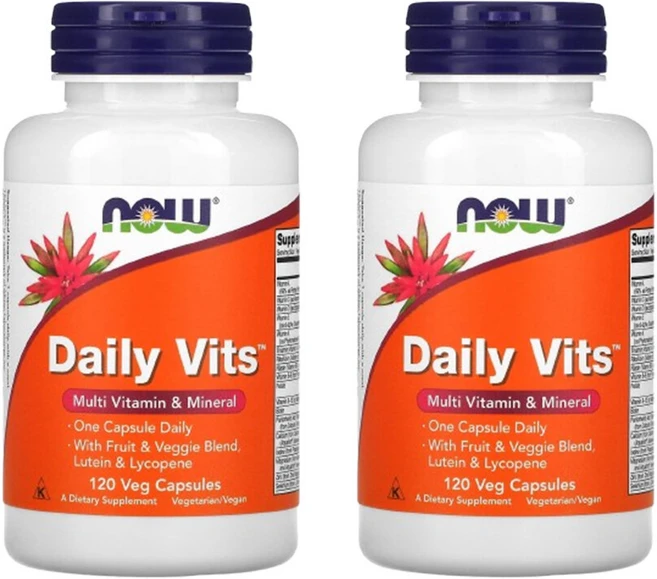 나우푸드 데일리 비츠 종합 비타민 및 미네랄 120식물성 캡슐 2팩, 2개, 120정 - 쿠팡