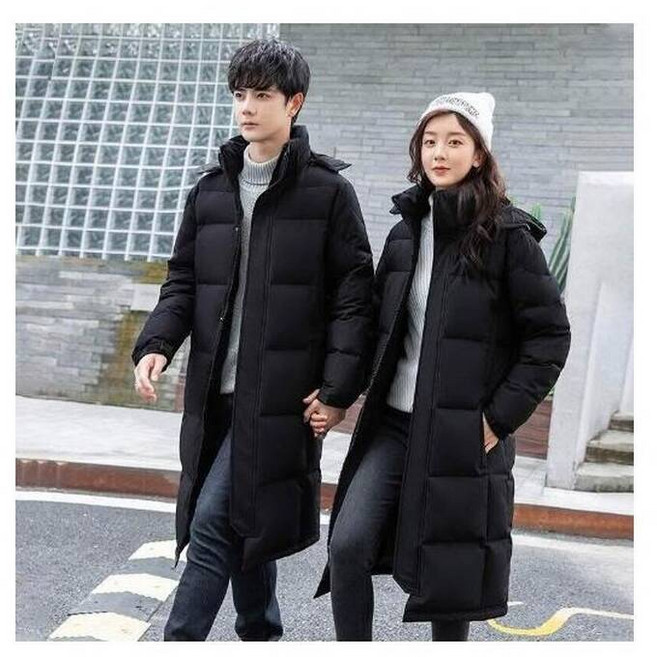 羽絨外套羽絨服男女同款中長版青春流行羽絨衣服冬季保暖加絨防風防水過膝青年冬天連帽雪地滑雪服青年學院風棉服隔熱白鴨絨