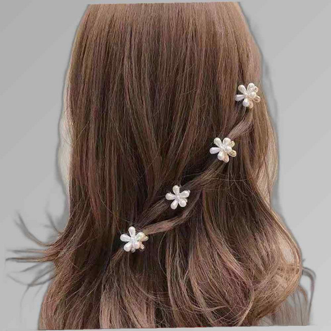 헤어 집게핀 미니 진주꽃장식 1개