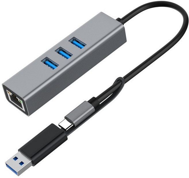 클로버 테크 4in1 인터넷 멀티 허브, 1개, 그레이