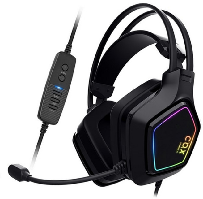 COX SCARLET 가상 7.1채널 RGB 노이즈캔슬링 진동 게이밍헤드셋, 그레이