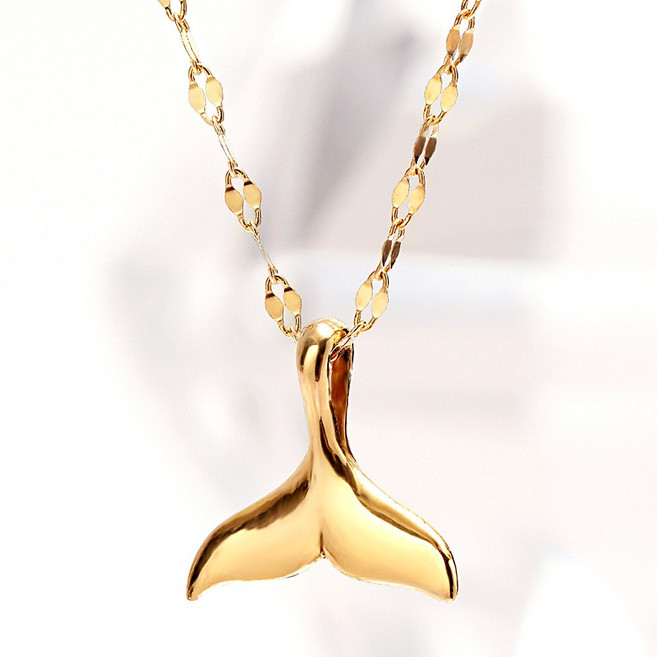 주리에떼 14K/18K 여성 데일리 패션 심플 레이어드 고래 꼬리 목걸이