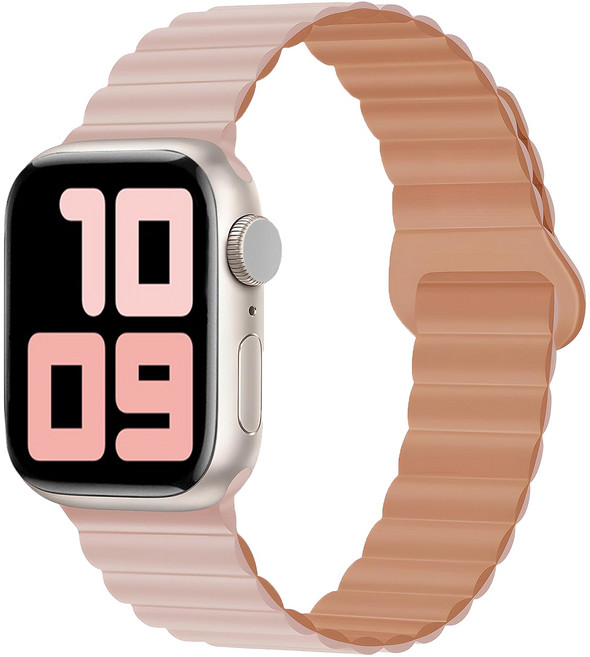사라밴드 애플워치 호환 마그네틱 실리콘 링크 스트랩, 애플워치 [38/40/41mm], 블러쉬 로즈