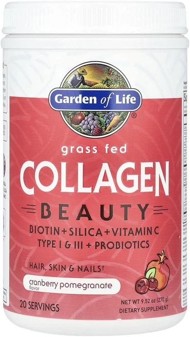 Garden of Life Grass Fed Collagen Beauty 크랜베리 석류 9.52 oz (270 g), GardenofLifeGrassFedCollagenBe, 270g, 1개 - 쿠팡