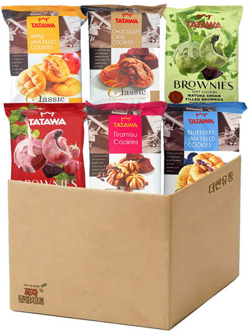 타타와 쿠키 6종 혼합 티라미수 초콜릿 블루베리 딸기 사과 맛차 필드 간식 개별포장, 360g, 1개
