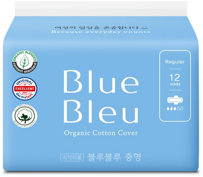 블루블루 울트라 슬림 생리대 날개형, 중형, 12개입, 1개