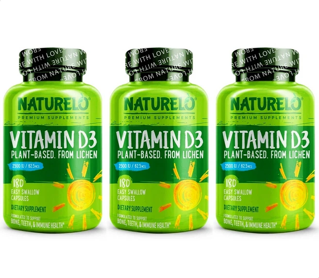 NATURELO 네츄렐로 비타민D 2500IU Vitamin D3 2500 IU 180정 3개 - 쿠팡