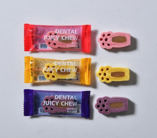 쥬시츄 덴탈껌 (3개사면 1개무료) 눈물/관절/피부 비건 강아지 간식 먹는치약 영양제 3 in 1, 165g - 쿠팡