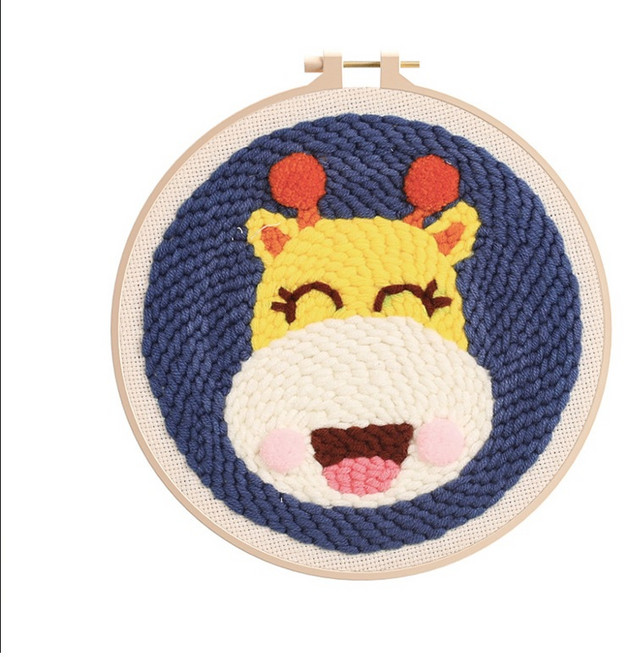 俄羅斯戳戳繡 毛線刺繡材料包, 1個, 戳戳繡25.長頸鹿(含戳筆)