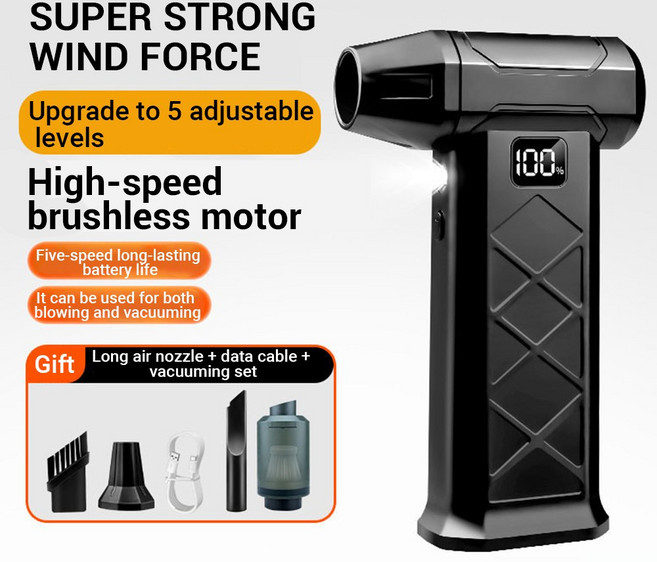 강력한 먼지 송풍기 800000RPM 브러시리스 모터 실외 공기 떨이 Type-C 충전식 청소 PC 팬, 01 Fan Vacuum kit, 1개