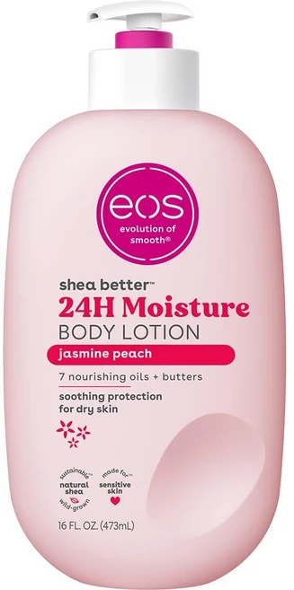 eos 이오스 시어 베터 바디 로션 프레쉬 코지 24시간 보습 비건 스킨케어 473ml (미국산), 재스민피치, 2 473ml(1개) - 쿠팡