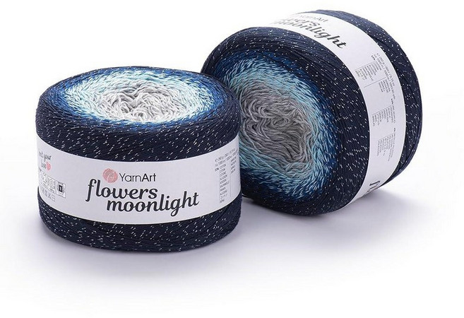 YarnArt Flowers Moonlight – 메탈릭 루렉스가 있는 그라데이션 면 아크릴 실 250g(9.17온스) 1093야드 - 코바늘 뜨개질 뜨개질 숄 및 DI, 3261