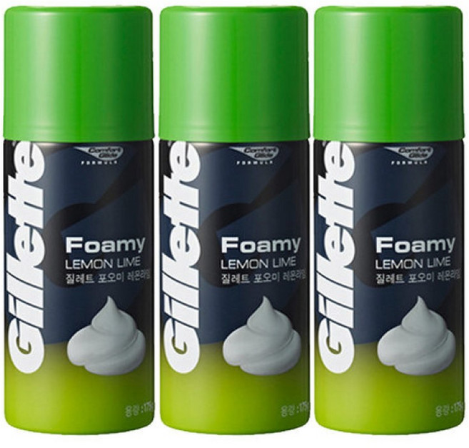 질레트 포오미 레몬라임 쉐이빙 폼, 175g, 3개