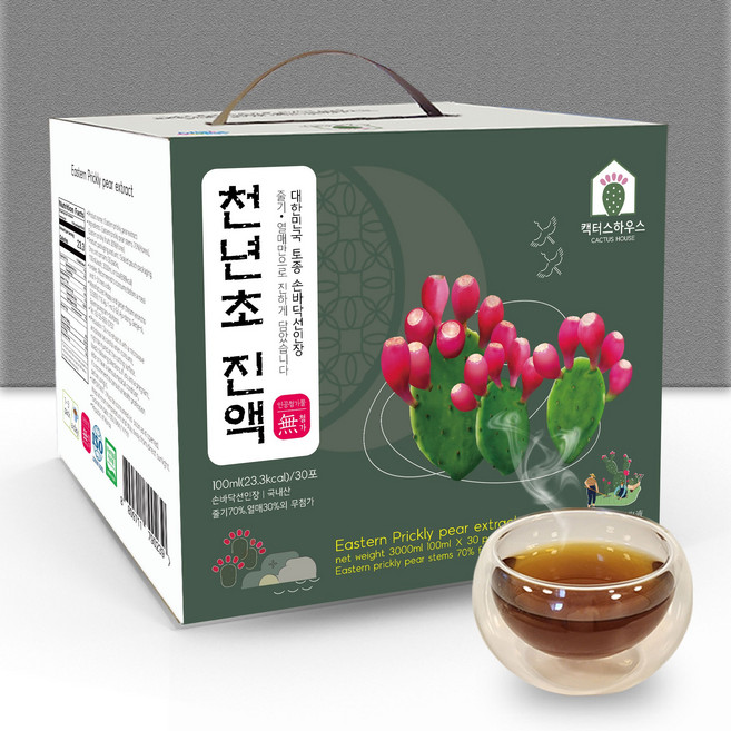 천년비결 천년초추출액 줄기60%열매40% 깊은맛 무첨가 건강즙, 30개, 100ml, 줄기60열매40%(100ml 30팩 )1박스