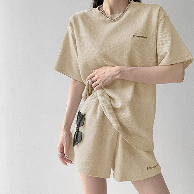 드마엘 여성 피스러브 루즈핏 와플 트레이닝복세트(3color)+델로나