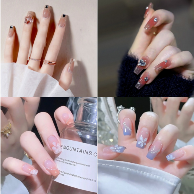 6위 - 루미네아 네일아트 (1+1) 예쁜 데일리 셀프 네일팁 인조손팁 24pcs 120종 입고, 1세트, 1711