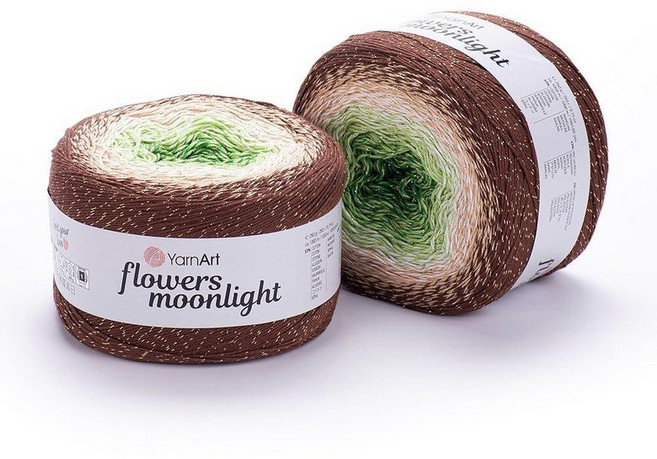 YarnArt Flowers Moonlight – 메탈릭 루렉스가 있는 그라데이션 면 아크릴 실 250g(9.17온스) 1093야드 - 코바늘 뜨개질 뜨개질 숄 및 DI, 3272