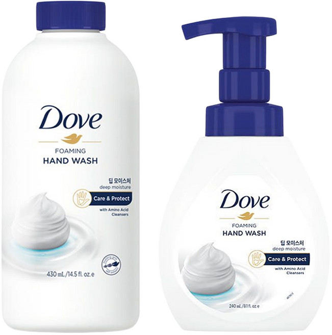 도브 핸드워시 딥 모이스처 본품 240ml + 리필 430ml, 1개, 240ml + 430ml