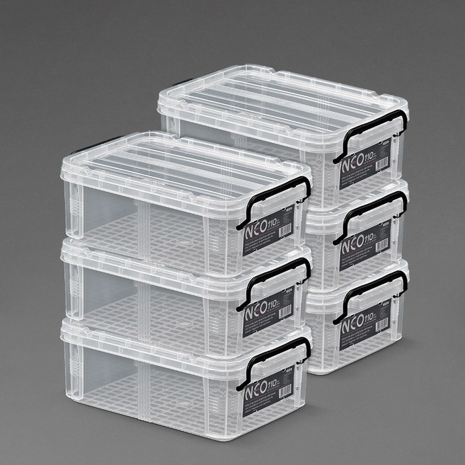 코멕스 네오박스 110 11L 6개 투명 수납함 리빙박스 플라스틱 정리함 세트, 1박스