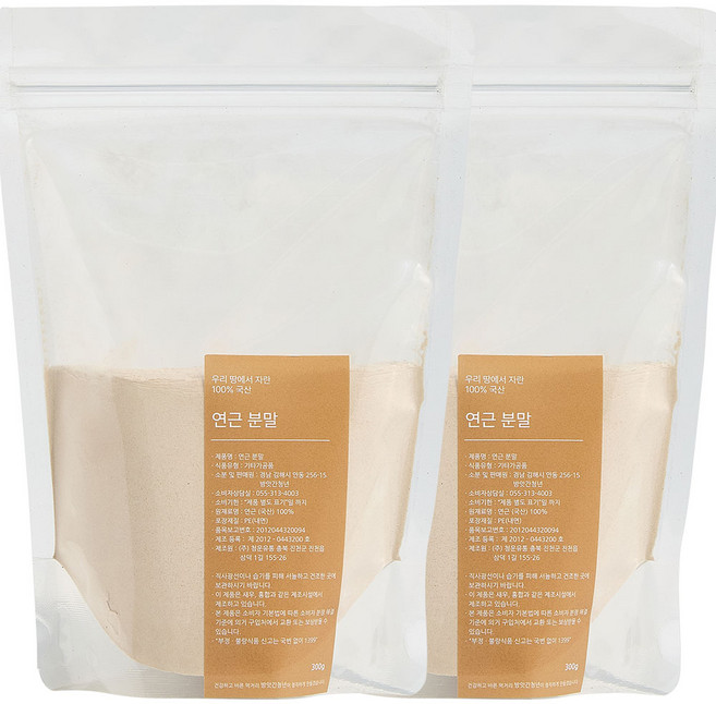방앗간청년 국산 연근 분말 가루, 2개, 300g