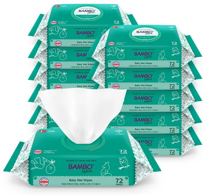 밤보네이처 밤보드림 물티슈 캡형 53평량, 72매, 10개 - 쿠팡