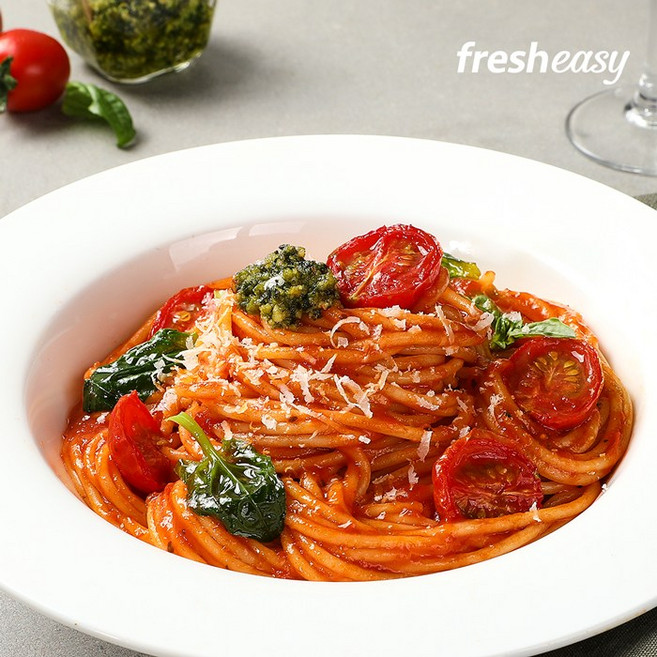 [프레시지] 전자레인지 냉동 바질 토마토 파스타 스파게티 320g, 더이지, 2개