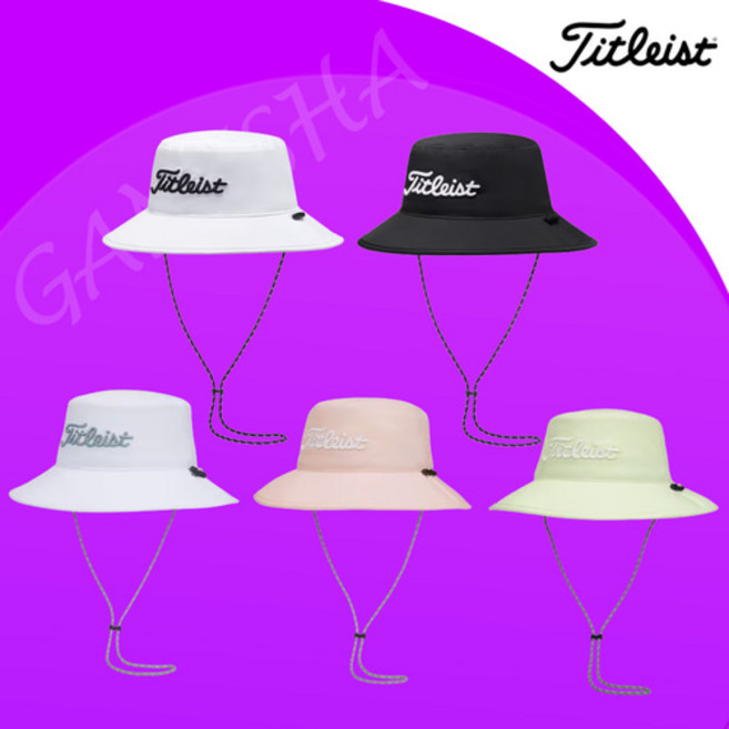 타이틀리스트 스트링 여성 버킷햇 야외 필드용 끈달린 골프모자, 1개
