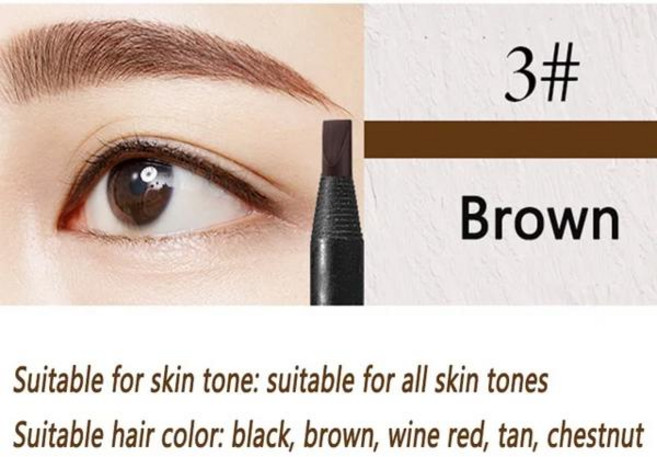 펜슬 Haozhuang 화이트 방수 눈썹 연필 다크 브라운 화장품 펜 자연스러운 오래 지속되는 문신 브러시 메이크업 용품 1 개/상자, [06] 03  Brown-, 1개