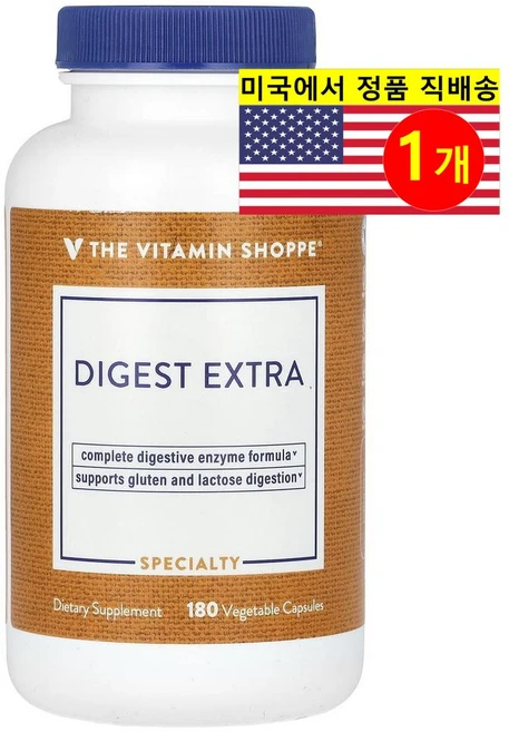 The Vitamin Shoppe 다이제스트 엑스트라 소화 효소 블렌드 Digest Extra, 1개, 180정 - 쿠팡