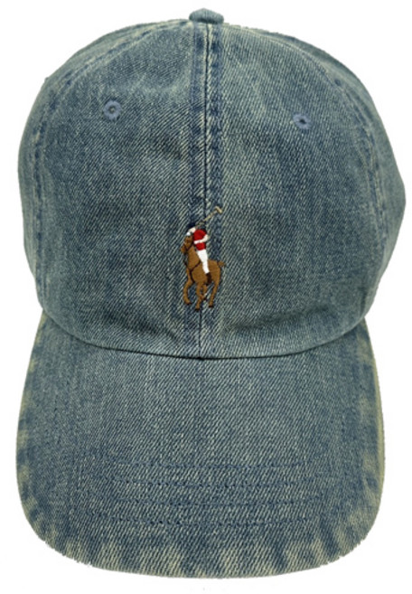 Polo Ralph Lauren 刺繡小馬LOGO 鴨舌帽 仿舊牛仔藍