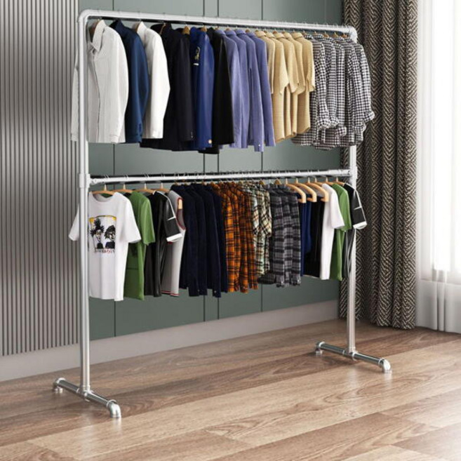 아트박스/제이라이프 철제 파이프 행거 옷걸이 이동식 2단 (특대형), 듀로-특대형